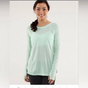 Lululemon Run: Turn It Up Long Sleeve Fresh Teal / Wagon Stripe Fresh Teal